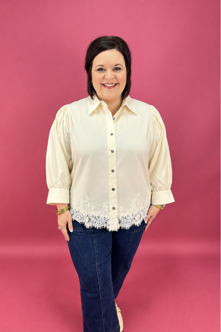 The Paper Moon Lace Button Top