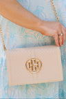 Cecilia Circle Logo Handbag Woven Almond