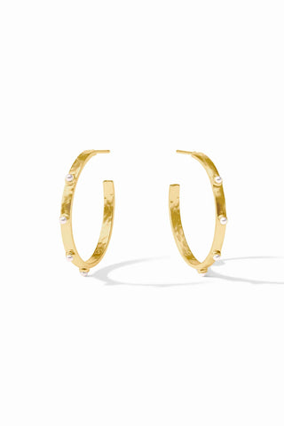 Julie Vos Crescent Stone Hoop-Pearl