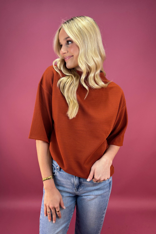 The Fireside Fold Mock Neck Top