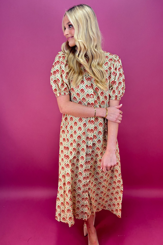The Gilded Grove Button Dress