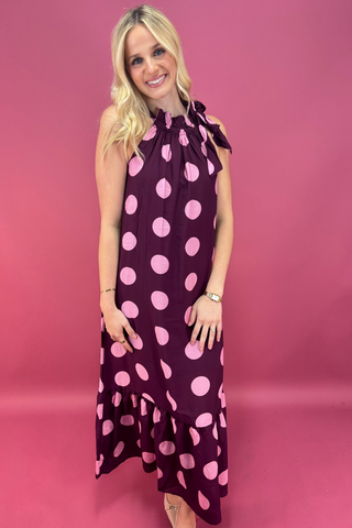 Plum Oddity Polka Dot Dress