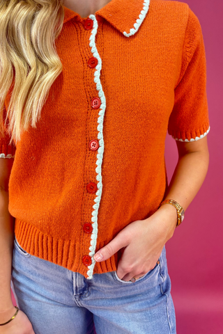 The Copper Picot Sweater Top