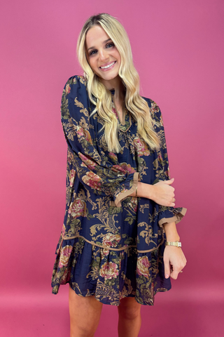 The Parlor Rose Piped Dress
