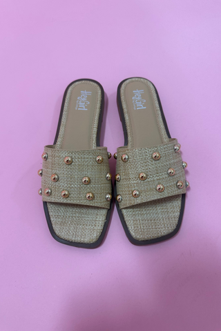 Golden Garden Studded Slide Sandals
