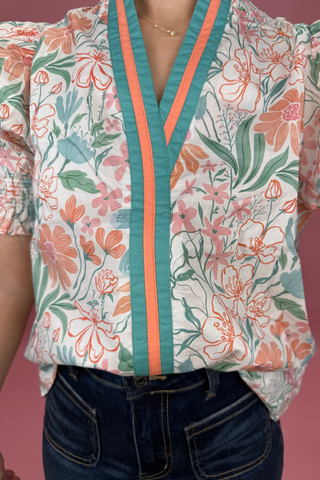 Coral Meadow Trim Top
