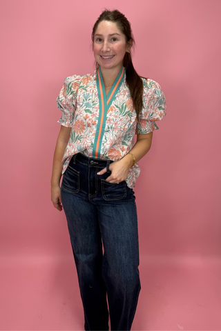 Coral Meadow Trim Top
