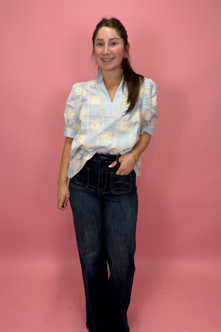 Southern Lace Gingham Top