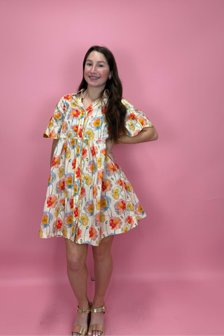 Painted Poppy Button Dress