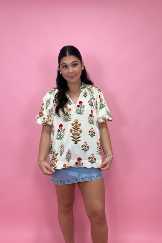 The Floral Daydream Scalloped Top