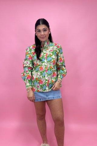 Meadow Breeze Floral Button-Down Top