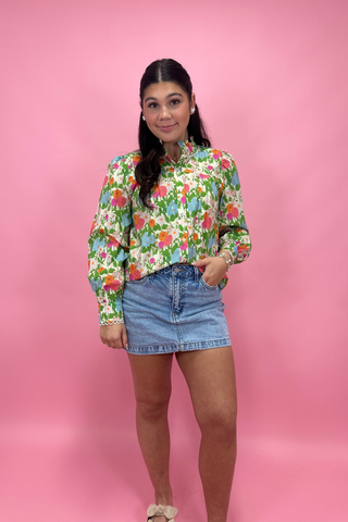 Meadow Breeze Floral Button-Down Top