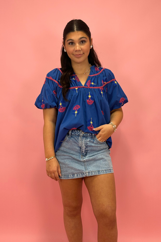 Seaside Breeze Embroidered Top