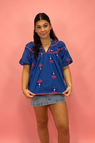 Seaside Breeze Embroidered Top