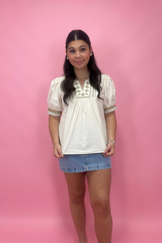 Savannah Stroll Embroidered Top