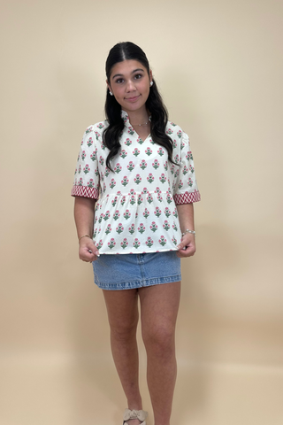 Petal Porch Half-Sleeve Top