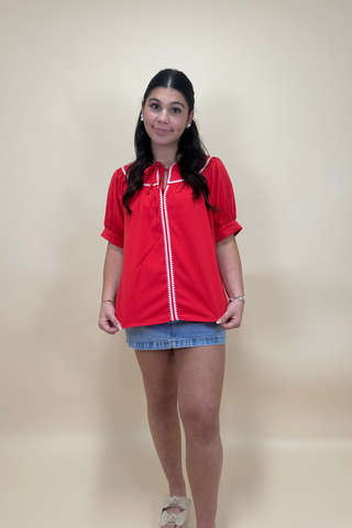Southern Stitch Tie-Neck Top