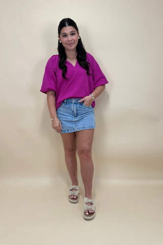 Blooming Beauty Textured V-Neck Top