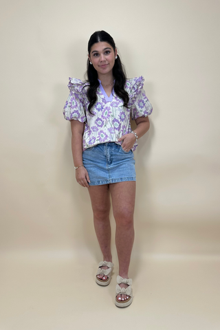 Lavender Meadow Puff Sleeve Top