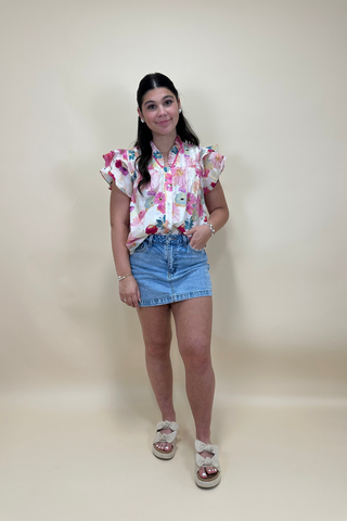 Blossom Parade Pleated Top