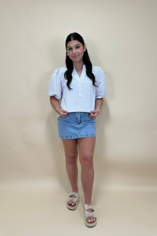 Lilac Breeze Bubble Sleeve Top