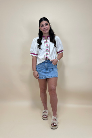 Magnolia Meadow Embroidered Top