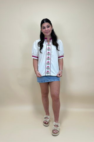 Magnolia Meadow Embroidered Top