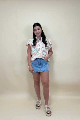 Petal Whisper Ruffle Top
