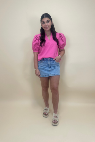 Ruffle Row Puff Sleeve Top