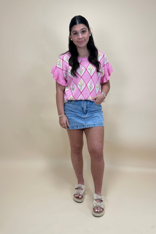Pink Petal Picnic Sweater