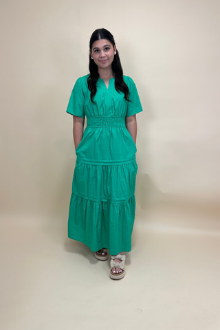 Lucky Clover Smocked Midi Dress