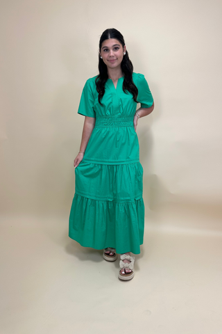 Lucky Clover Smocked Midi Dress