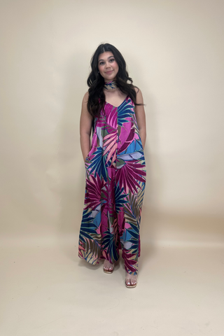Paradise Palms Belted Maxi
