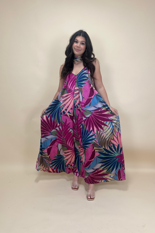 Paradise Palms Belted Maxi