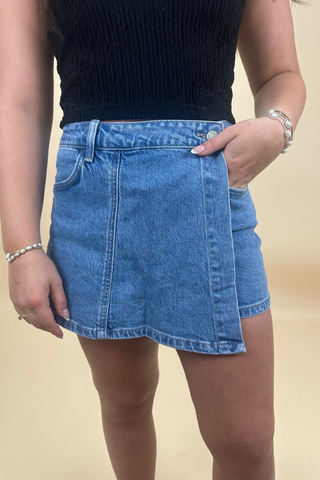 Harbor Breeze Denim Wrap Skort