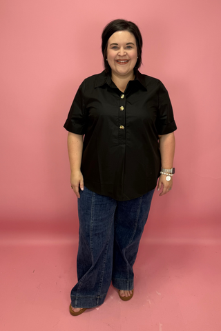 Golden Button Luxe Poplin Top