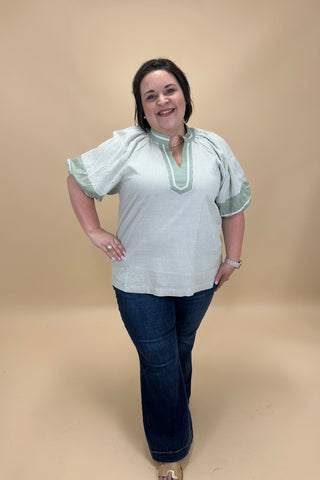 Fresh Picked Sage Stripe Top