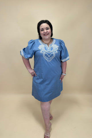 Blue Belle Embroidered Dress