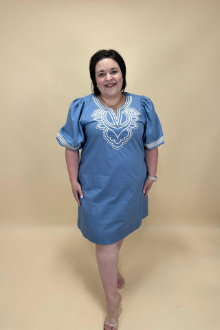 Blue Belle Embroidered Dress