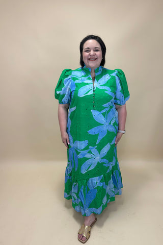 Garden Breeze Button Midi Dress