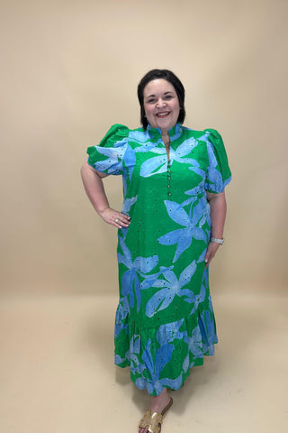 Garden Breeze Button Midi Dress
