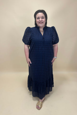 Midnight Garden Eyelet Midi Dress