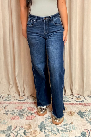 Chay Mid Rise-Crop Wide-Side Slit Jeans
