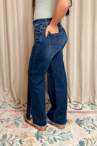 Chay Mid Rise-Crop Wide-Side Slit Jeans