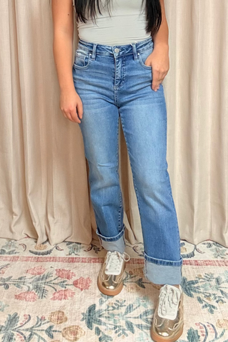 Veronica TC High Rise-Crop Straight Jeans