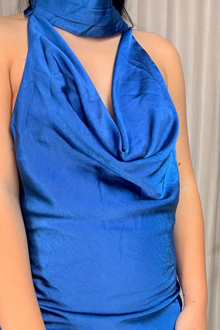 Moonlit Magic Halter Neck Satin Mini Dress