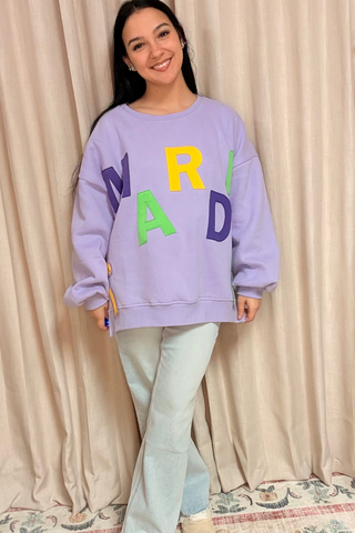 Lil' Mardi Mama Letter and Side Bow Sweatshirt