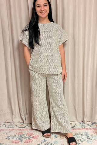 Sweet Comfort Textured Sleeve Top/Pant Set
