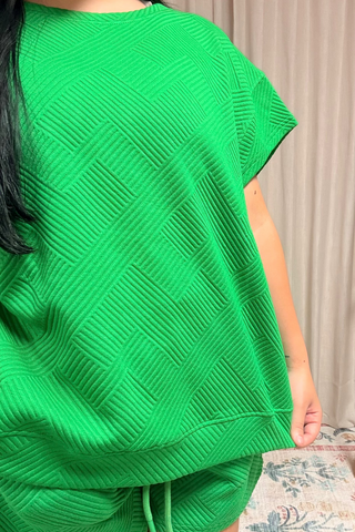 Crystal Kiss Textured Short Sleeve Top/Short Set