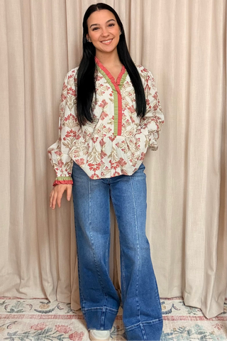 Vintage Garden Ruffle Peplum Top